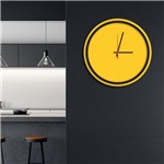 Relógio de Parede Decorativo Premium Preto Ônix com Borda Amarela em Relevo - Prego e Martelo