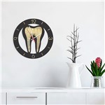 Relógio de Parede Decorativo Premium Odontologia Preto com Relevo Espelhado - Prego e Martelo