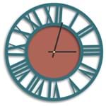 Relógio de Parede Decorativo Premium Vazado Números Romanos Ágata com Detalhe Cobre Metálico Médio