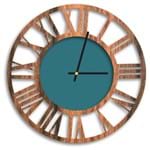 Relógio de Parede Decorativo Premium Vazado Números Romanos Amadeirado com Detalhe Ágata Médio