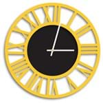 Relógio de Parede Decorativo Premium Vazado Números Romanos Amarelo com Detalhe Preto Ônix Médio