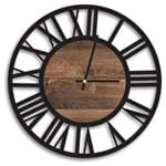 Ficha técnica e caractérísticas do produto Relógio de Parede Decorativo Premium Vazado Números Romanos Preto Ônix com Detalhe Madeira Ripada Médio