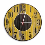 Relógio de Parede Decorativo Vintage Madeira Amarelo Pátina 35cm - Prego e Martelo