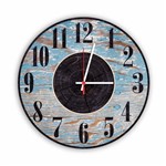 Ficha técnica e caractérísticas do produto Relógio de Parede Decorativo Vintage Madeira Azul 35cm - Prego e Martelo