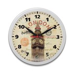 Relógio de Parede Decorativo Vintage Redondo Londres Branco - Plashome