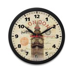 Ficha técnica e caractérísticas do produto Relógio de Parede Decorativo Vintage Redondo Londres Preto - Plashome