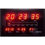Ficha técnica e caractérísticas do produto Relógio de Parede Digital 30x19 Cm Led Vermelho Herweg