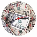 Ficha técnica e caractérísticas do produto Relógio De Parede Dinheiro Dollar Finanças Decorações