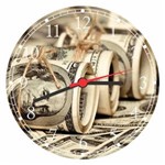 Ficha técnica e caractérísticas do produto Relógio de Parede Dinheiro Dollar Finanças Decorar