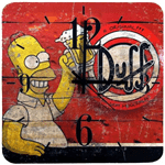 Relógio de Parede Duff Homer Simpsons Cerveja Quadrado - Império Decor