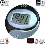 Relógio de Parede e Mesa com Alarme Termômetro PRETO CBRN02085
