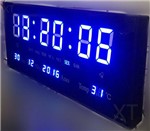 Ficha técnica e caractérísticas do produto Relógio de Parede e Mesa Led Digital Temperatura Despertador Data 3615 Azul - Xt