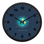 Relógio de Parede Earth Plástico 24 Cm Redondo Preto Ômega - Foto Paint