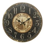 Ficha técnica e caractérísticas do produto Relógio de Parede em Madeira New York Ø34cm
