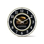 Ficha técnica e caractérísticas do produto Relógio de Parede em Mdf Redondo Wood Max 33,5cm Branco e Preto