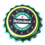 Ficha técnica e caractérísticas do produto Relogio de Parede em Metal Heineken Tampinha Redondo 22 Cm