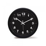 Relógio de Parede em Plástico Redondo 30cm Preto - Relobraz