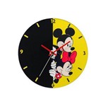 Ficha técnica e caractérísticas do produto Relógio de Parede em Vidro Redondo Mickey e Minnie 30cm Amarelo e Preto