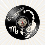 Ficha técnica e caractérísticas do produto Relógio de Parede Escorpião Signos Esoterismo Disco Vinil LP