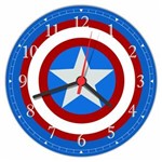 Ficha técnica e caractérísticas do produto Relógio de Parede Escudo Capitão America Avengers