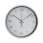 Ficha técnica e caractérísticas do produto Relogio de Parede Essential Round Branco e Dourado Ø 25,4Cm - Urban