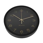 Ficha técnica e caractérísticas do produto Relogio de Parede Essential Round Preto e Dourado Ø 25,4Cm - Urban