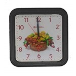 Ficha técnica e caractérísticas do produto Relógio de Parede Eurora Quadrado Preto Frutas 6554145