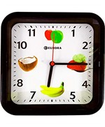 Ficha técnica e caractérísticas do produto Relógio de Parede Eurora Quadrado Preto Frutas 6555-145