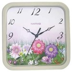 Ficha técnica e caractérísticas do produto Relógio de Parede Floral 21,5x21,5cm Nativo