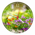 Ficha técnica e caractérísticas do produto Relógio de Parede Flores Paisagem Natureza Salas Cozinhas Decoração - Vital Quadros