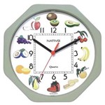 Ficha técnica e caractérísticas do produto Relógio de Parede Frutas 23cm Nativo