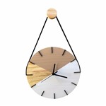 Relógio de Parede Geométrico Branco e Avelã com Alça 28cm - Edward Clock