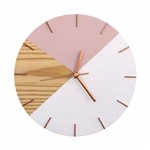 Ficha técnica e caractérísticas do produto Relógio de Parede Geométrico Branco e Rosa 28cm - Edward Clock