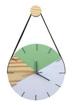 Ficha técnica e caractérísticas do produto Relógio de Parede Geométrico Branco e Verde Dolar com Alça 28cm
