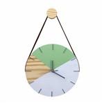 Ficha técnica e caractérísticas do produto Relógio de Parede Geométrico Branco e Verde Dólar com Alça - Edward Clock