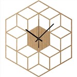 Ficha técnica e caractérísticas do produto Relógio de Parede Geométrico Madeira Grande 30 Cm Diâmetro - Super Artesanal