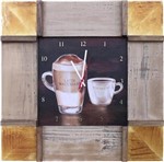 Relógio de Parede Grande Latte Macchiatto e Café Expresso 50x50cm - Decore Pronto