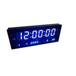Ficha técnica e caractérísticas do produto Relógio de Parede Grande Led Digital Alarme Br - Azul 33cm
