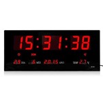 Ficha técnica e caractérísticas do produto Relógio de Parede Grande Painel Led Vermelho Digital Calendário Hora Temperatura - Luatek