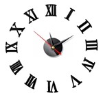 Ficha técnica e caractérísticas do produto Relógio de Parede Grande Tipo 3d Luxo Autocolante Decoração de Casa Sala Quarto Escritório Preto Black Romano - Import