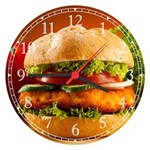 Ficha técnica e caractérísticas do produto Relógio de Parede Hambúrguer Restaurantes Decorações