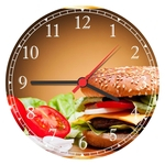 Ficha técnica e caractérísticas do produto Relógio De Parede Hambúrguer Restaurantes Decorar