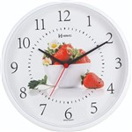 Ficha técnica e caractérísticas do produto Relógio de Parede Herweg Branco 26CM Morangos 6693-021