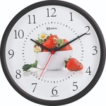 Ficha técnica e caractérísticas do produto Relógio de Parede Herweg Preto 26CM Morangos 6693-034