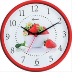 Ficha técnica e caractérísticas do produto Relógio de Parede Herweg Redondo Vermelho Morangos