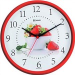 Ficha técnica e caractérísticas do produto Relógio de Parede Herweg Vermelho 26CM Morangos 6693-269