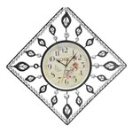 Ficha técnica e caractérísticas do produto Relógio de Parede Home Metal Esmaltado com Pedra de Strass Preto 43x43cm