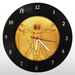 Ficha técnica e caractérísticas do produto Relógio de Parede - Homem Vitruviano - em Disco de Vinil - Mr. Rock – Leonardo da Vinci
