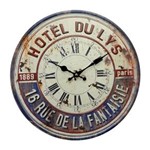 Ficha técnica e caractérísticas do produto Relógio de Parede Hotel de Lys Rústico em Metal - 40x40 Cm