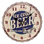 Ficha técnica e caractérísticas do produto Relógio de Parede Ice Cold Beer Tampa de Garrafa em Metal - 31x31 Cm